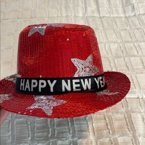 Red Sequin Happy New Year Hat